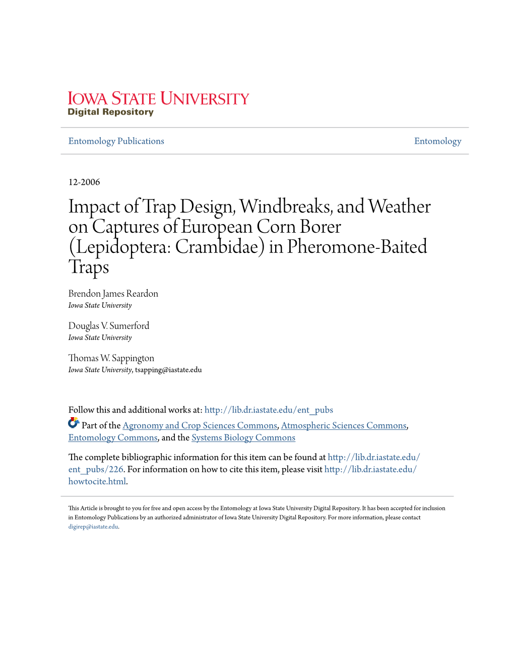 Impact of Trap Design, Windbreaks, and Weather on Captures of European Corn Borer