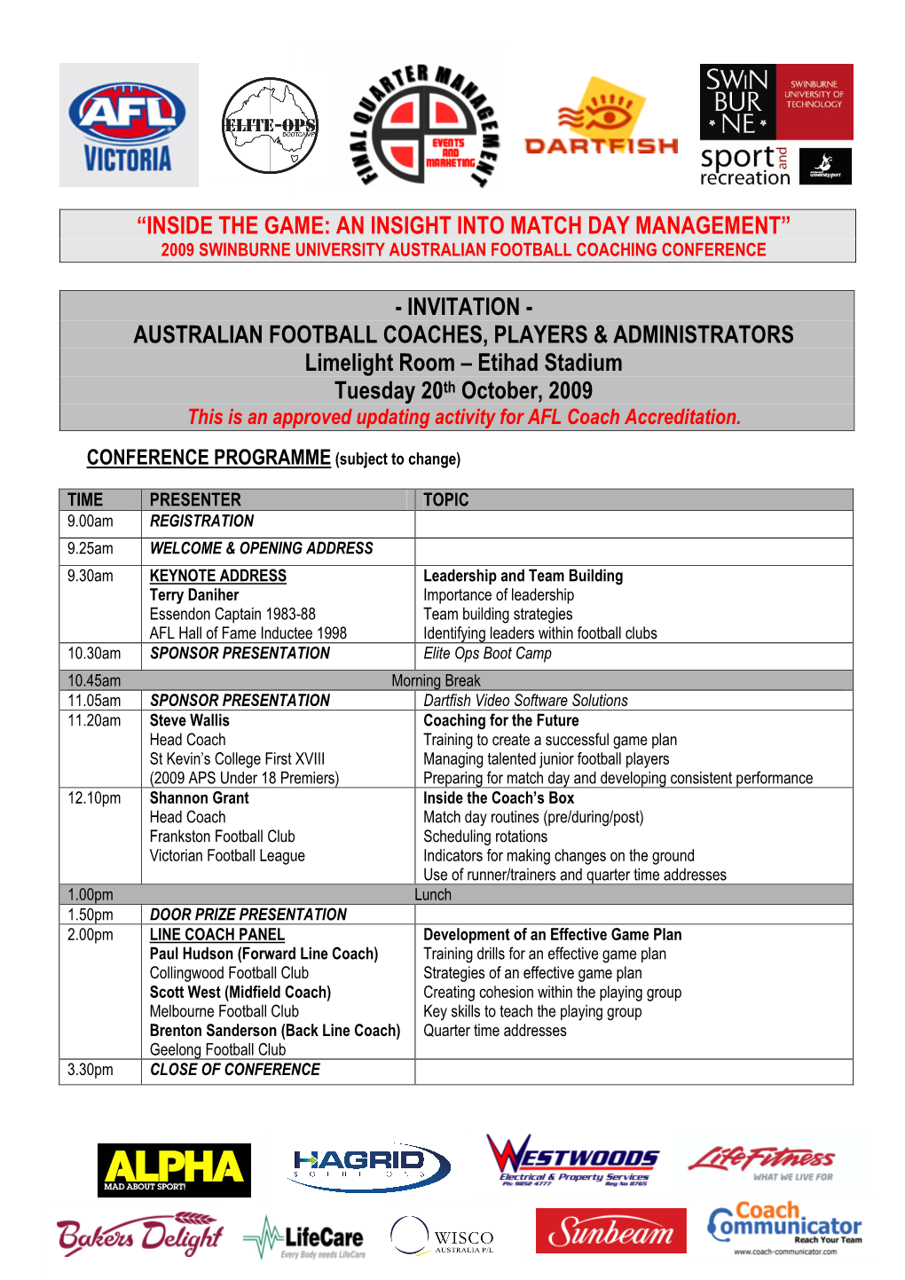 Australian Football Coaches, Players & Administr