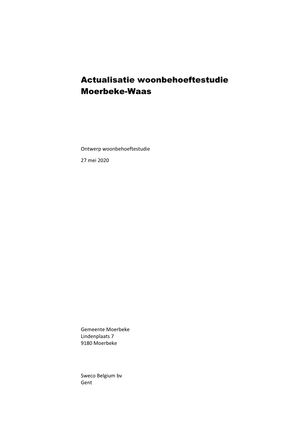 Actualisatie Woonbehoeftestudie Moerbeke-Waas