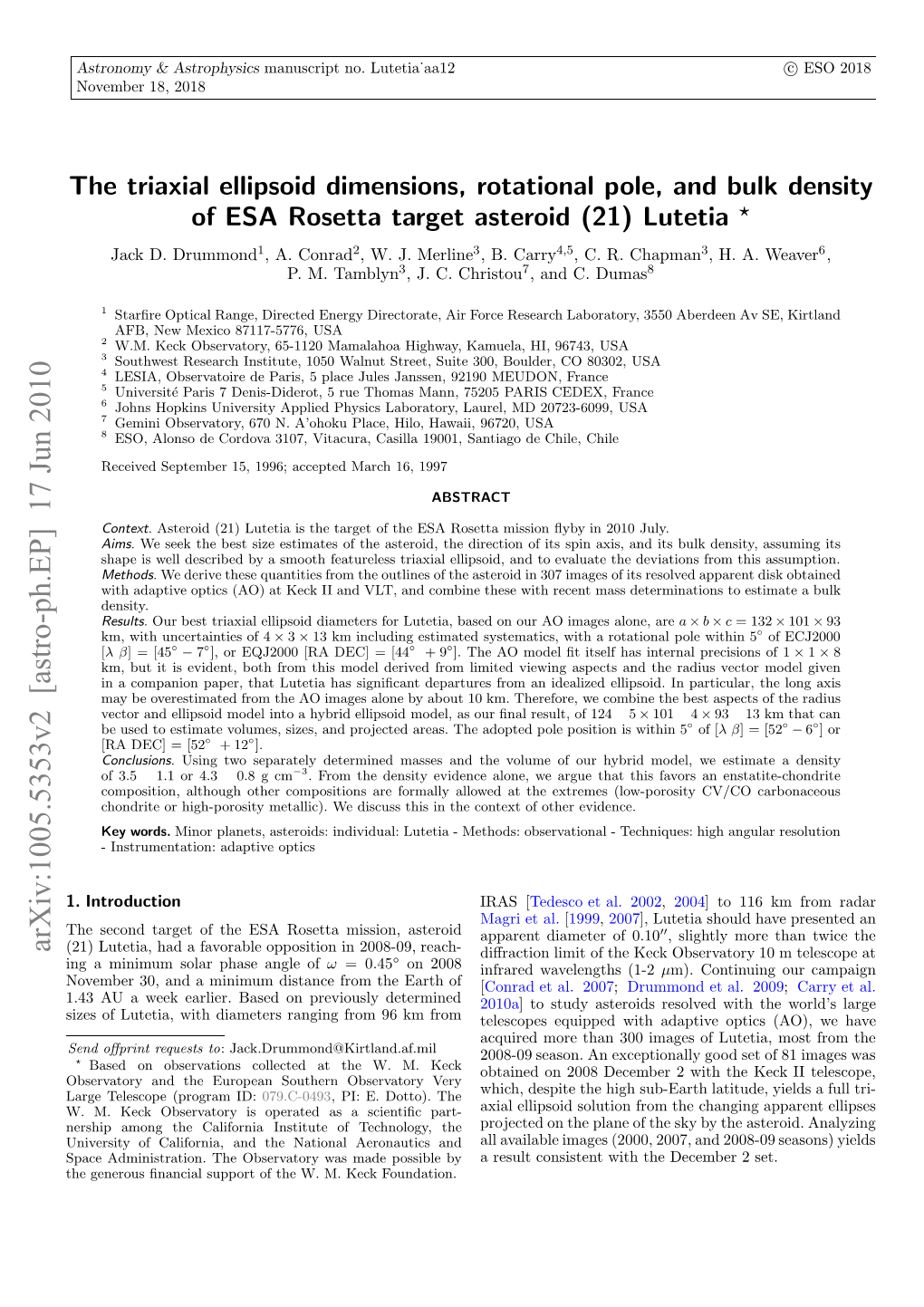 Physical Properties of (21) Lutetia