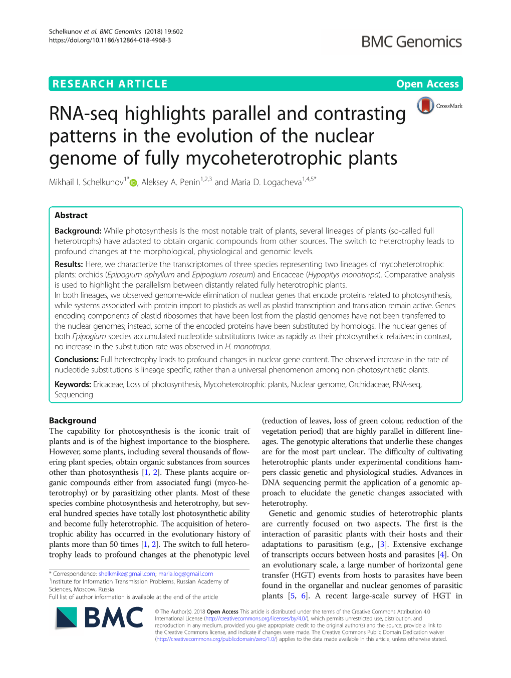 RNA-Seq Highlights Parallel and Contrasting Patterns in the Evolution of the Nuclear Genome of Fully Mycoheterotrophic Plants Mikhail I