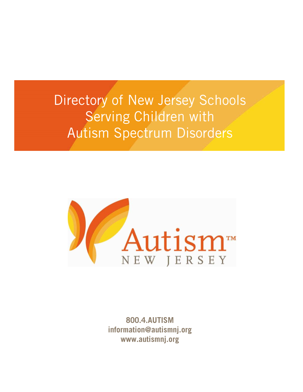 Directory of New Jersey Schools Serving Children with Autism Spectrum Disorders