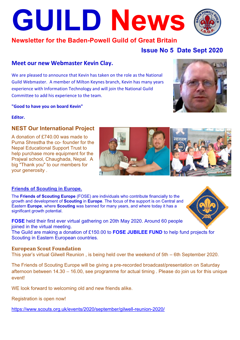 Newsletter for the Baden-Powell Guild of Great Britain Issue No 5 Date Sept 2020