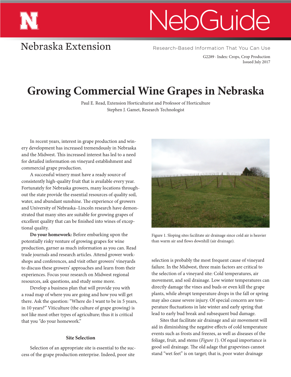 Growing Commercial Wine Grapes in Nebraska (G2289)