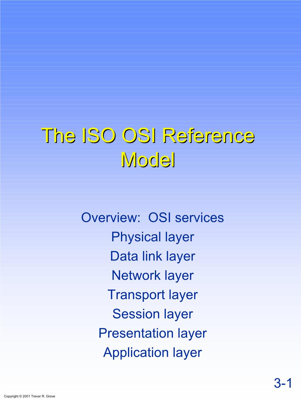 The ISO OSI Reference Model
