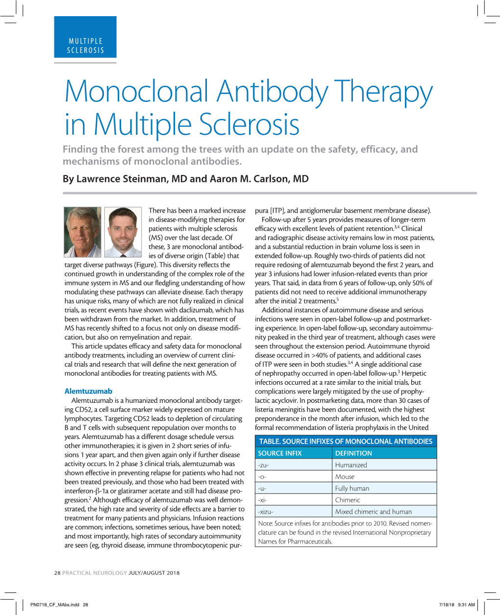 Monoclonal Antibody Therapy in Multiple Sclerosis Finding the Forest Among the Trees with an Update on the Safety, Efficacy, and Mechanisms of Monoclonal Antibodies