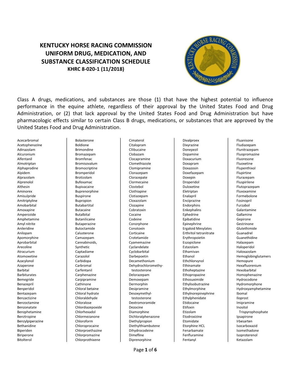 Drug and Medication Classification Schedule