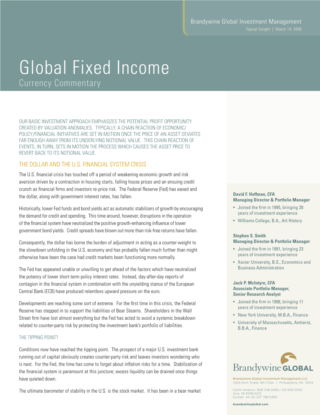 Global Fixed Income Currency Commentary