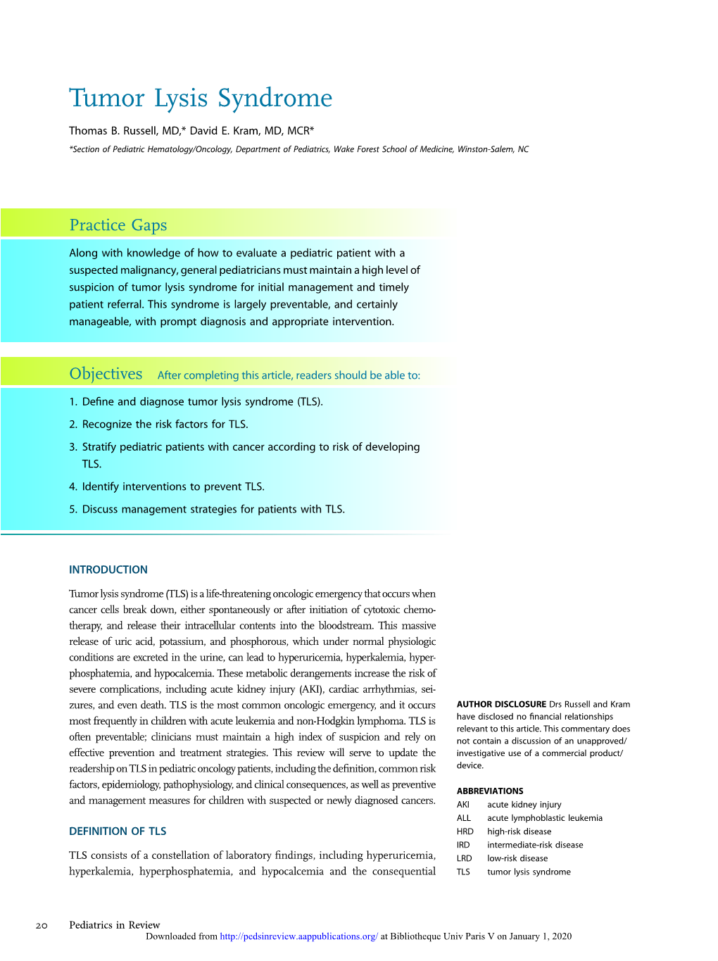 Tumor Lysis Syndrome