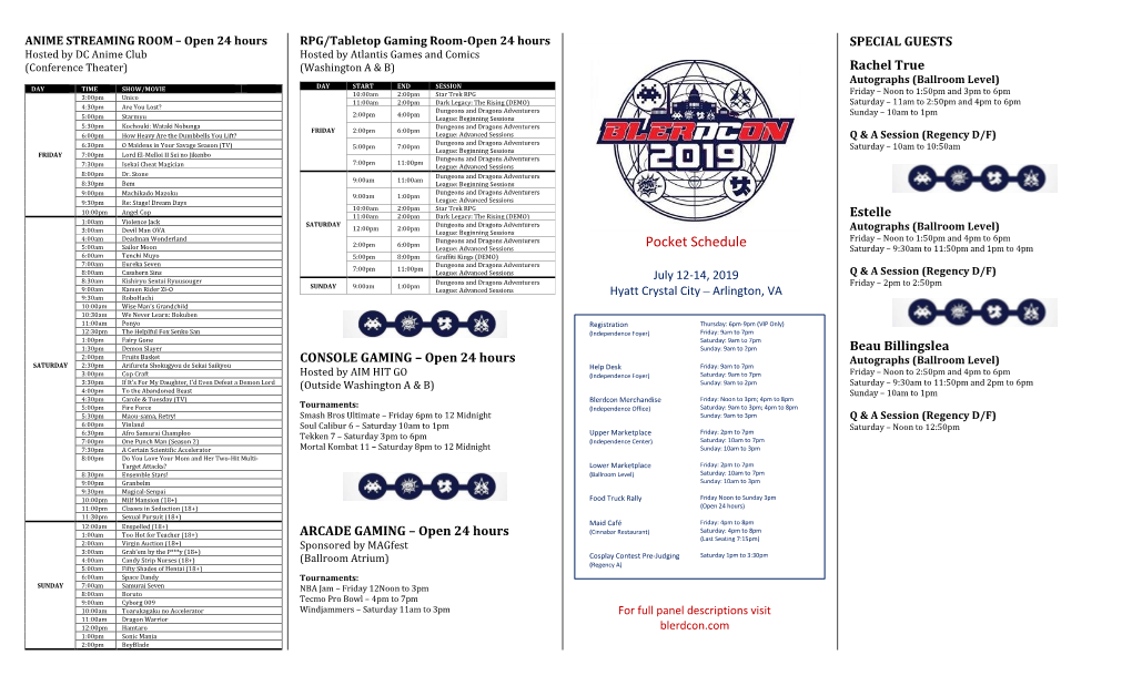 Pocket Schedule