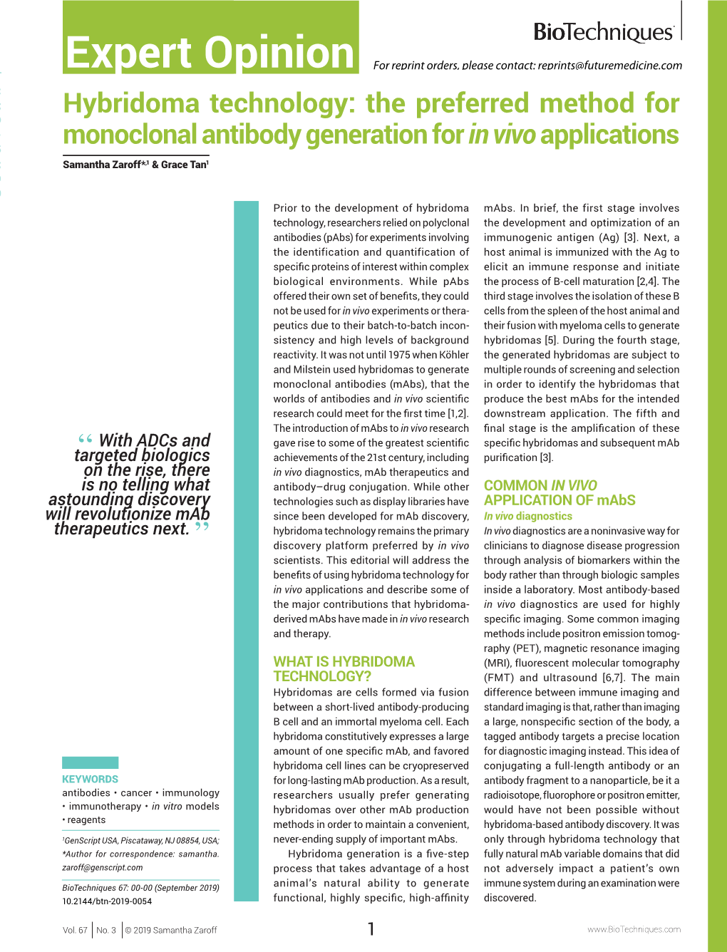 Hybridoma Technology: the Preferred Method for Monoclonal Antibody