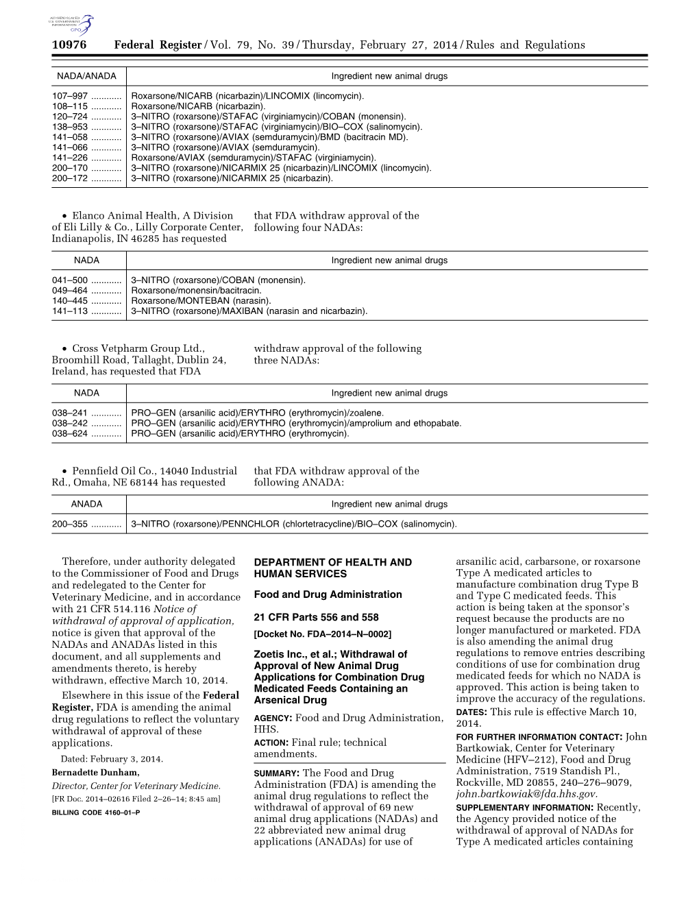 Federal Register/Vol. 79, No. 39/Thursday, February 27, 2014