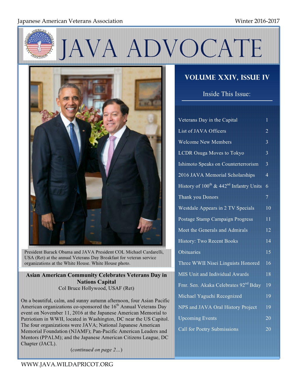 Advocate Winter 2016-2017 Asian American Community Celebrates Veterans Day in Nations Capital Col Bruce Hollywood, USAF (Ret)