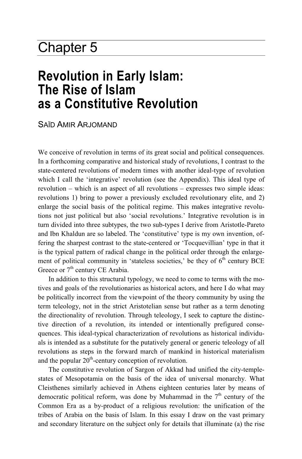 The Rise of Islam As a Constitutive Revolution