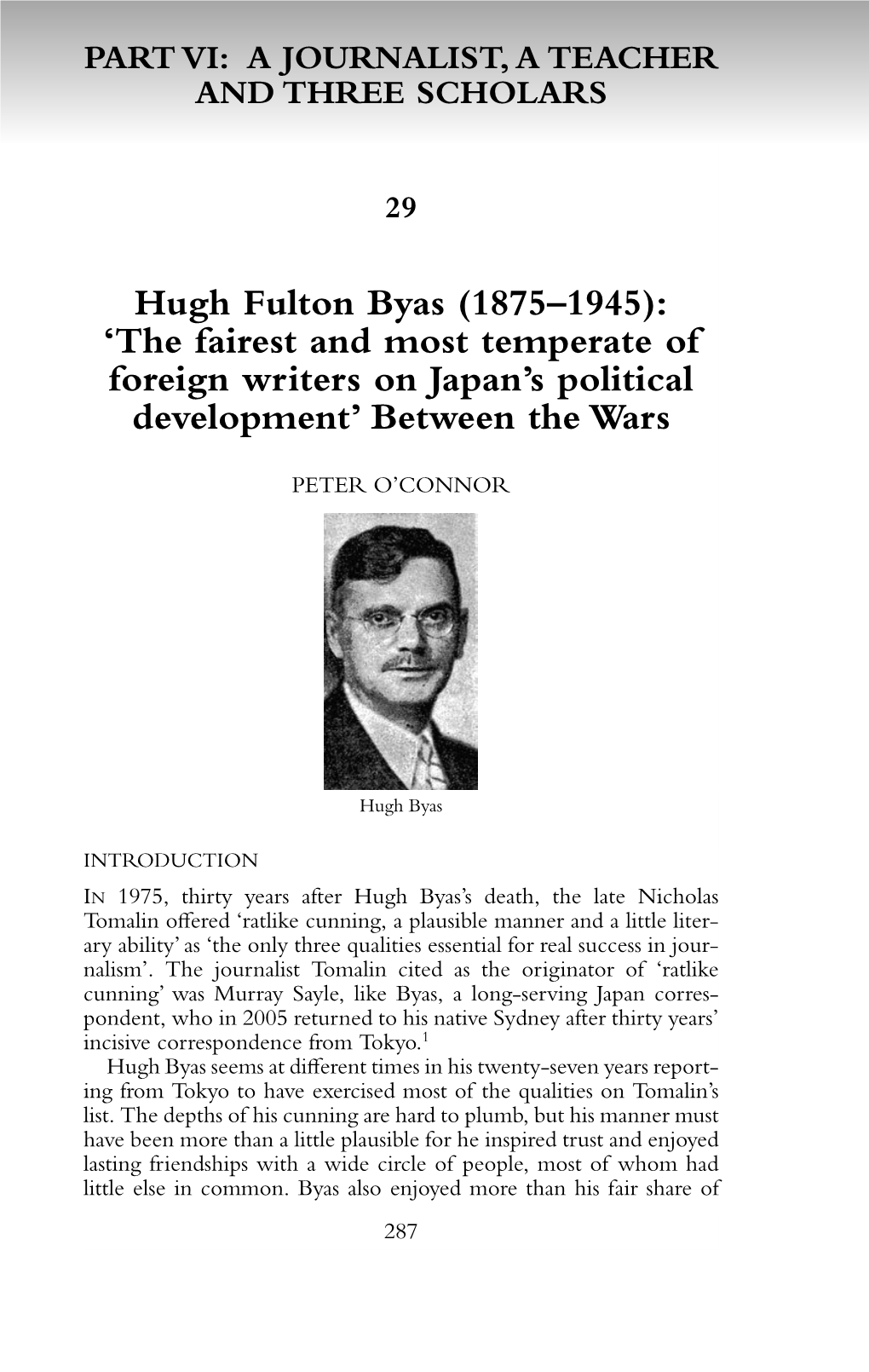 Hugh Fulton Byas (1875–1945): ‘The Fairest and Most Temperate of Foreign Writers on Japan’S Political Development’ Between the Wars
