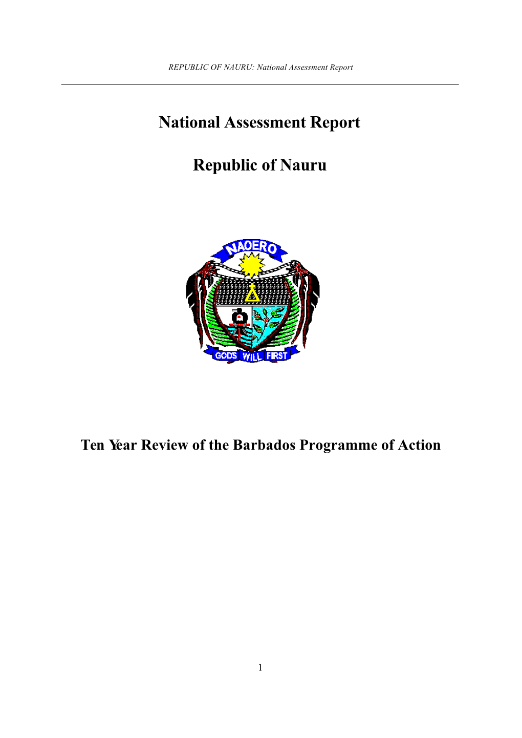 NAURU: National Assessment Report