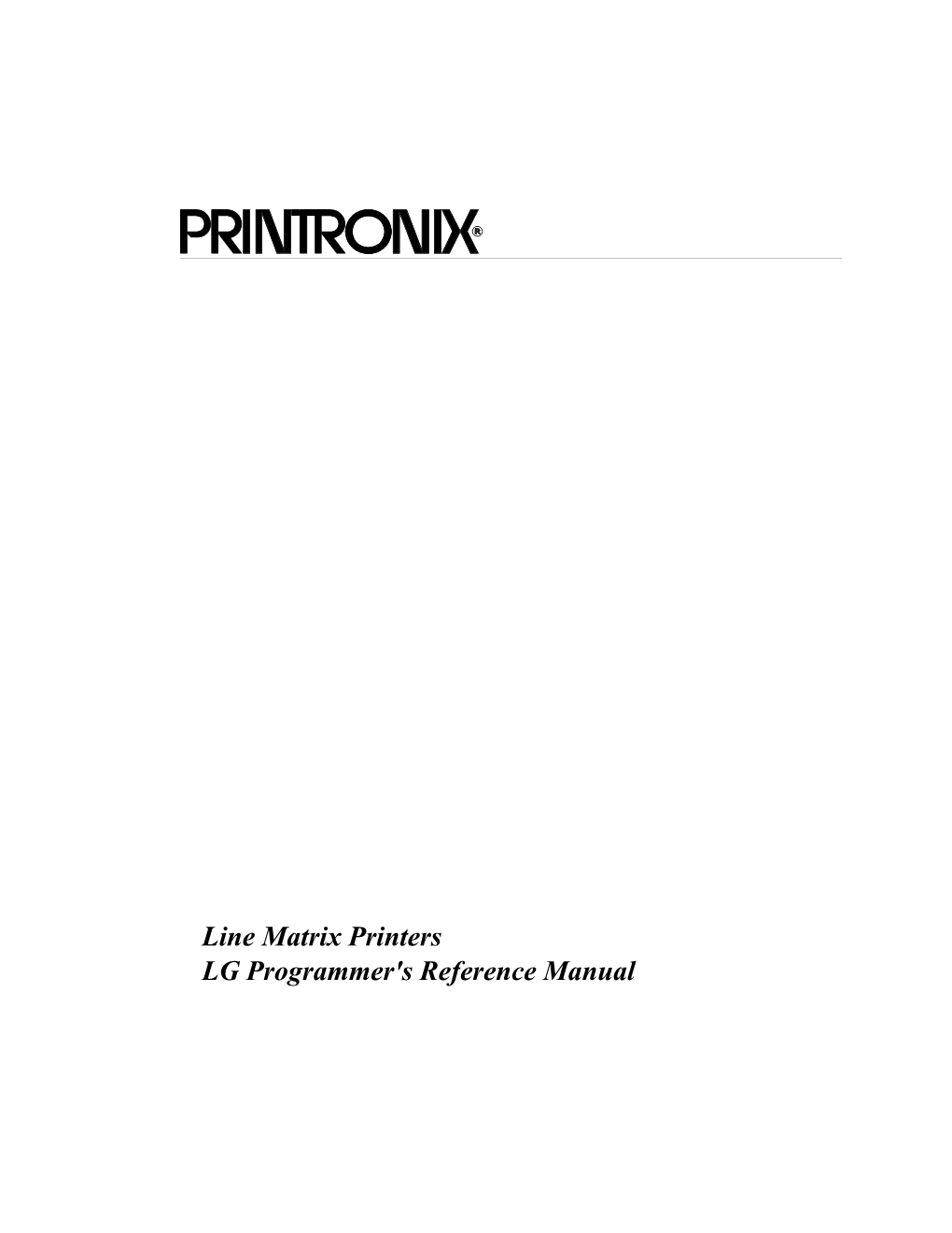 Line Matrix Printers LG Programmer's Reference Manual