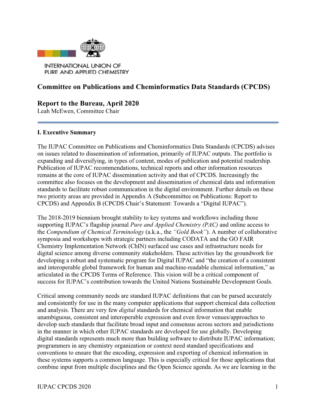 Committee on Publications and Cheminformatics Data Standards (CPCDS)