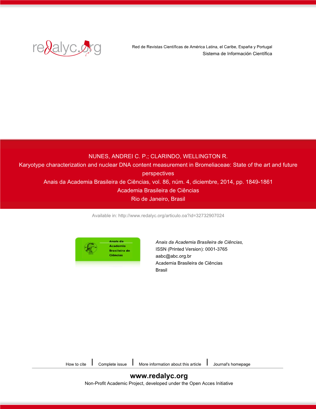 Redalyc.Karyotype Characterization and Nuclear DNA Content