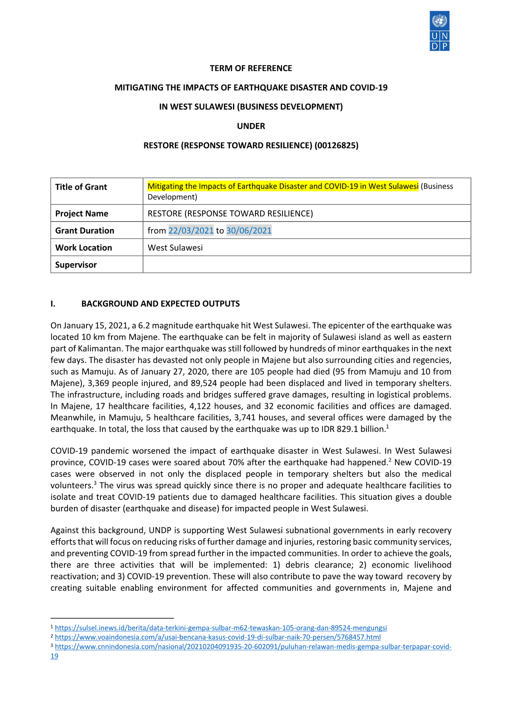 Term of Reference Mitigating The