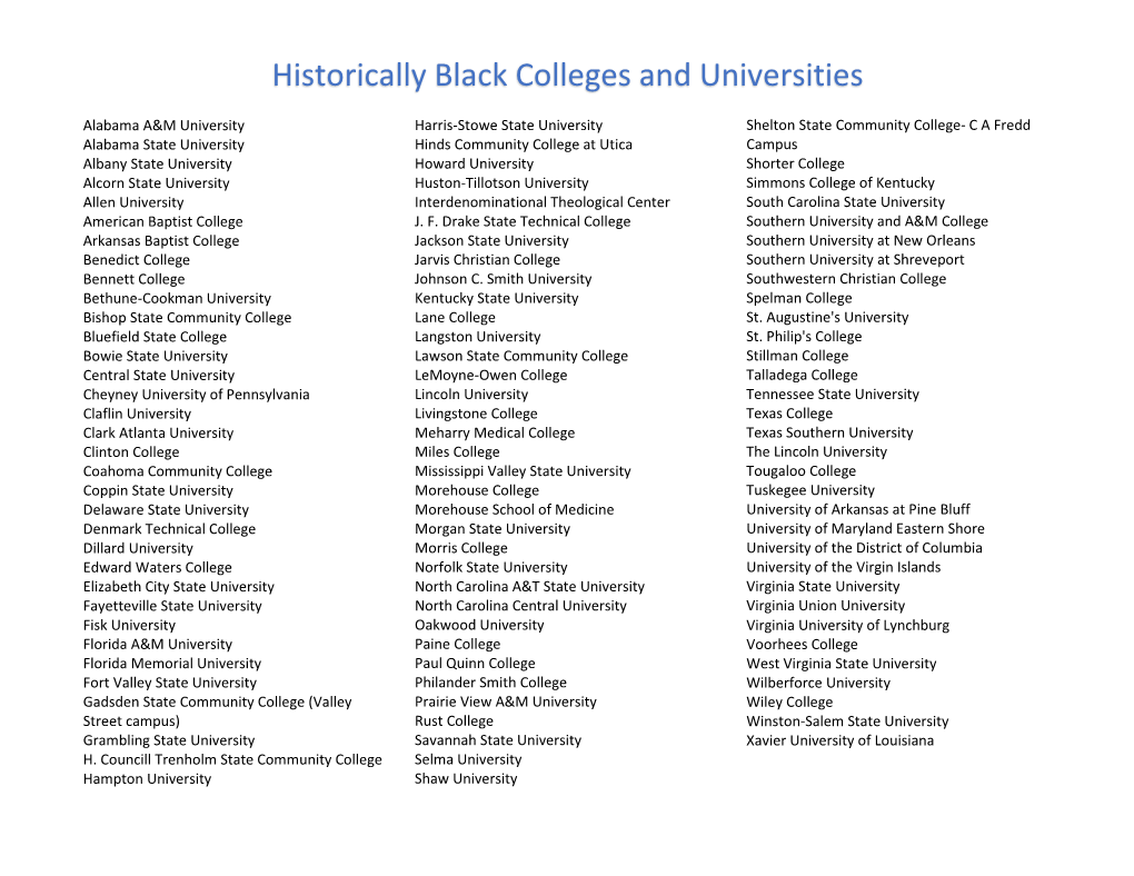 Historically Black Colleges and Universities