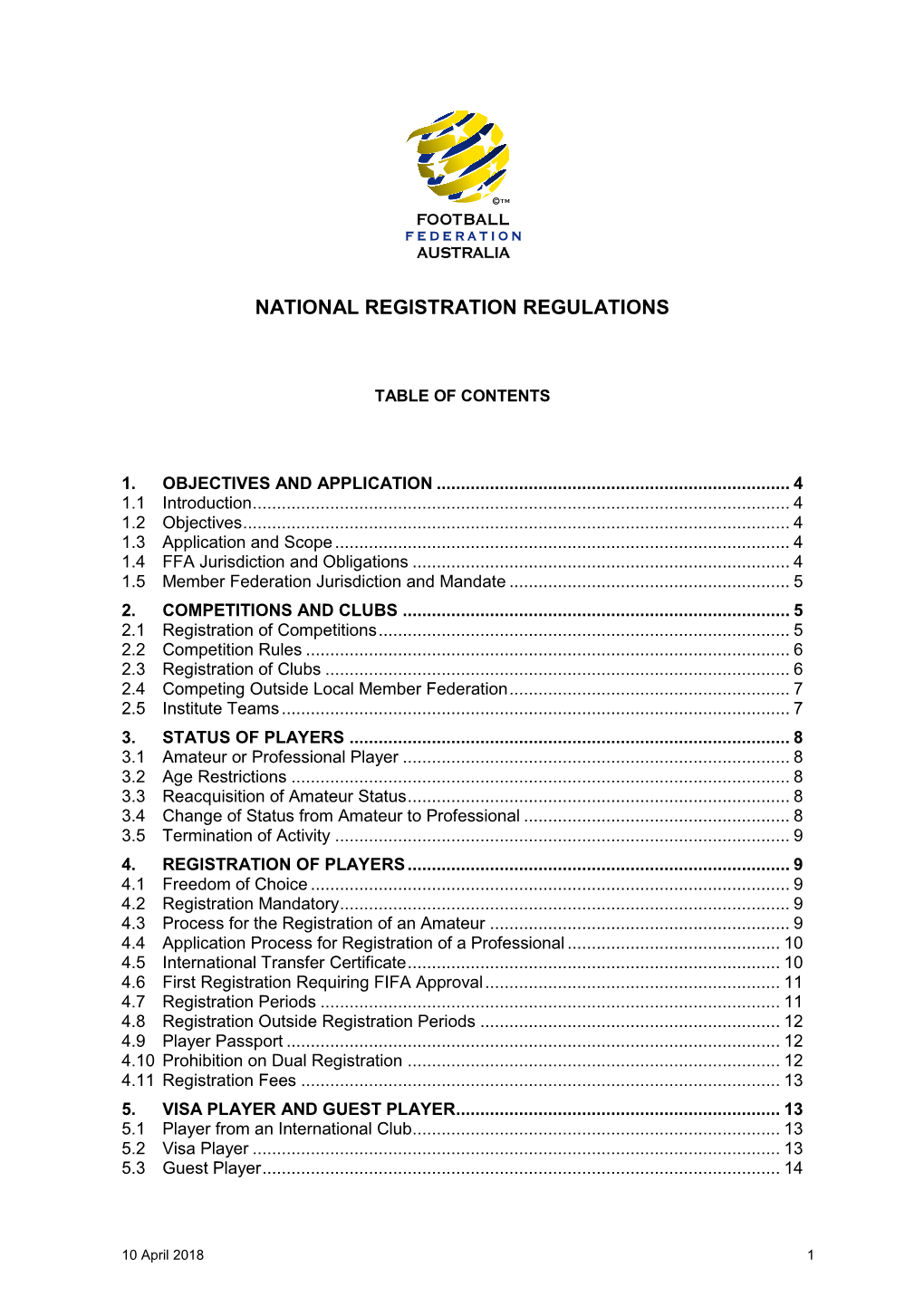 FFA (National) Registration Regulations