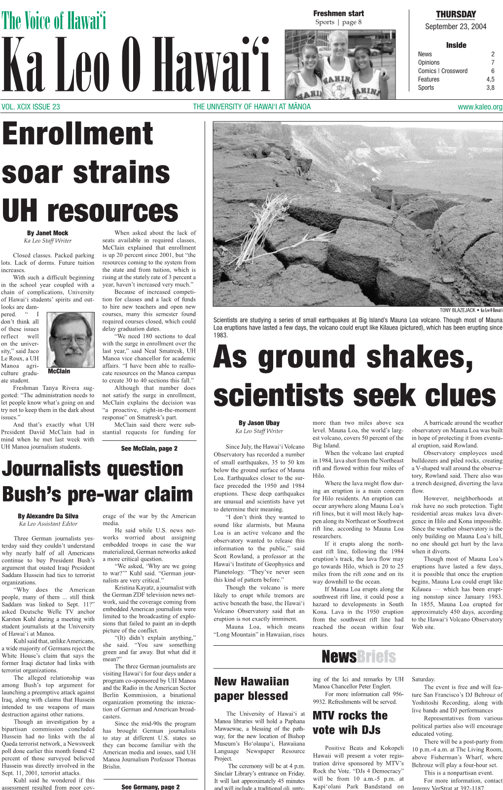 Enrollment Soar Strains UH Resources As Ground Shakes, Scientists Seek