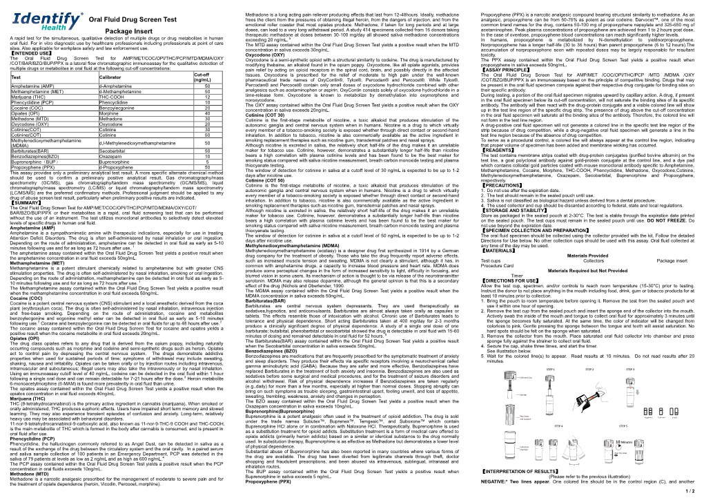 Oral Fluid Drug Screen Test Package Insert