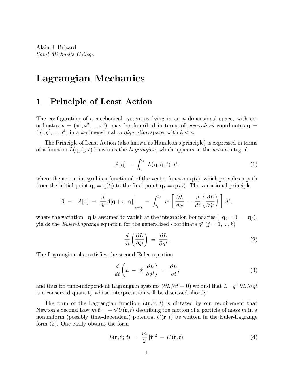 Lagrangian Mechanics