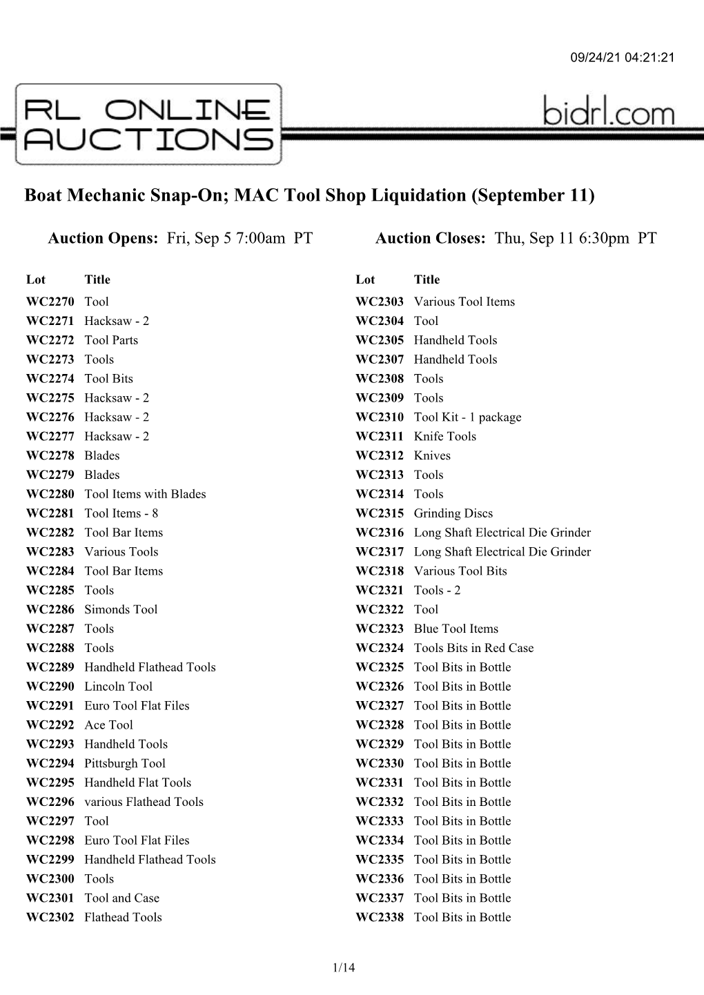 Boat Mechanic Snap-On; MAC Tool Shop Liquidation (September 11)