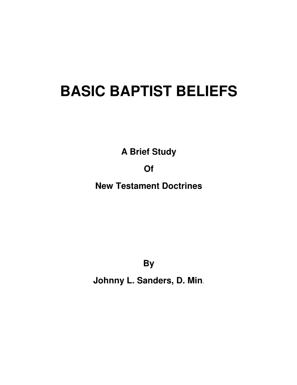 Basic Baptist Beliefs