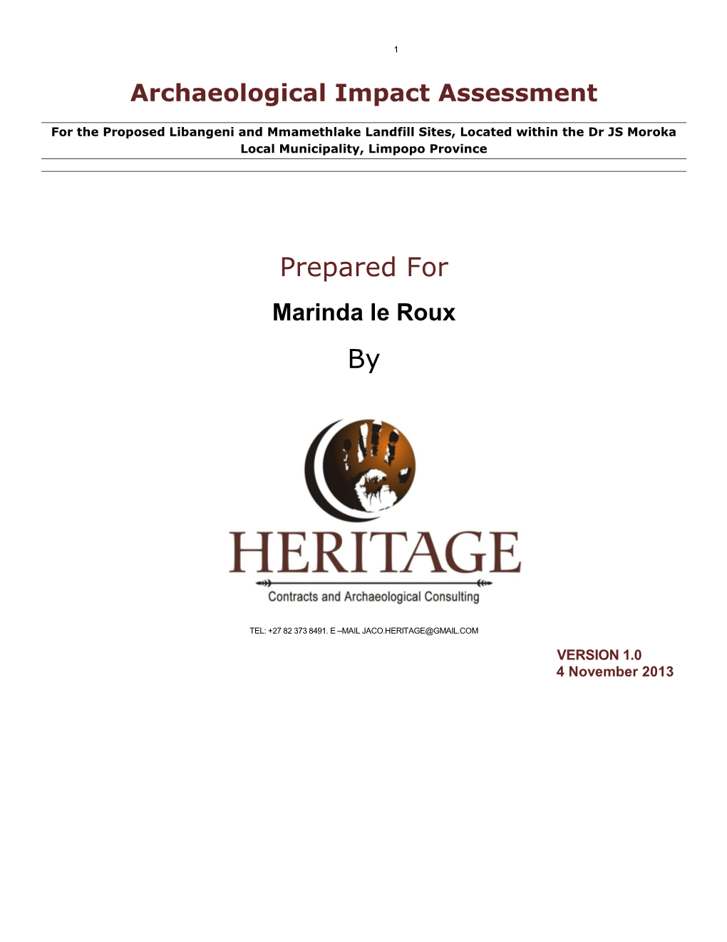 Archaeological Impact Assessment Libangeni and Mamethlake Landfills Revised .Pdf