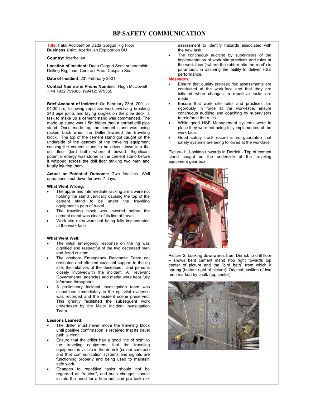 Bp Safety Communication