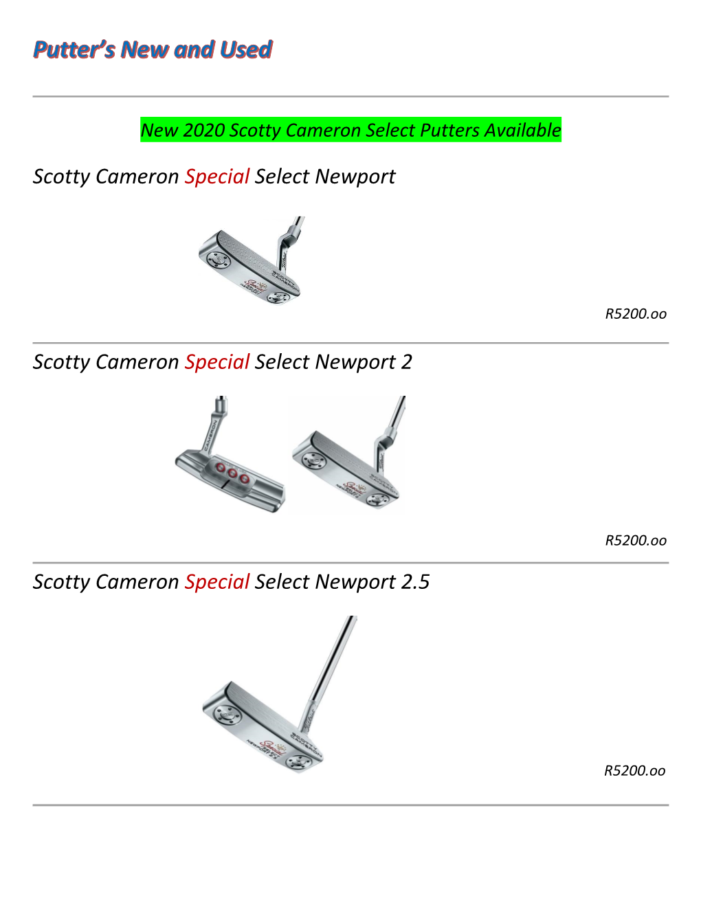New 2020 Scotty Cameron Select Putters Available