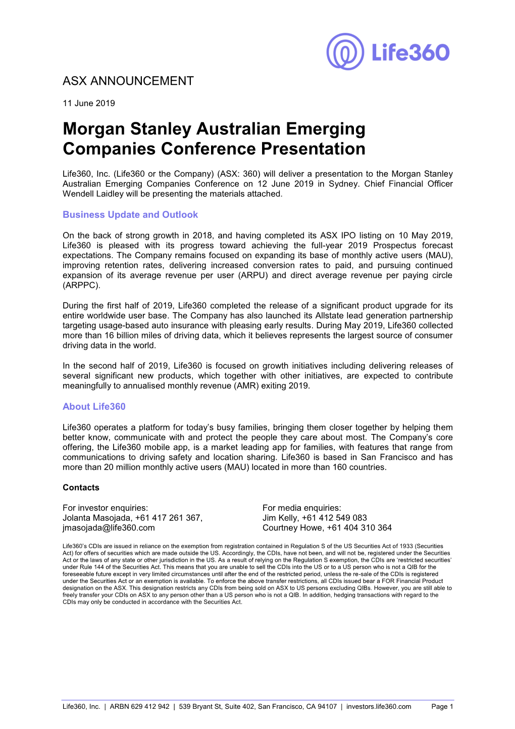 Morgan Stanley Australian Emerging Companies Conference Presentation