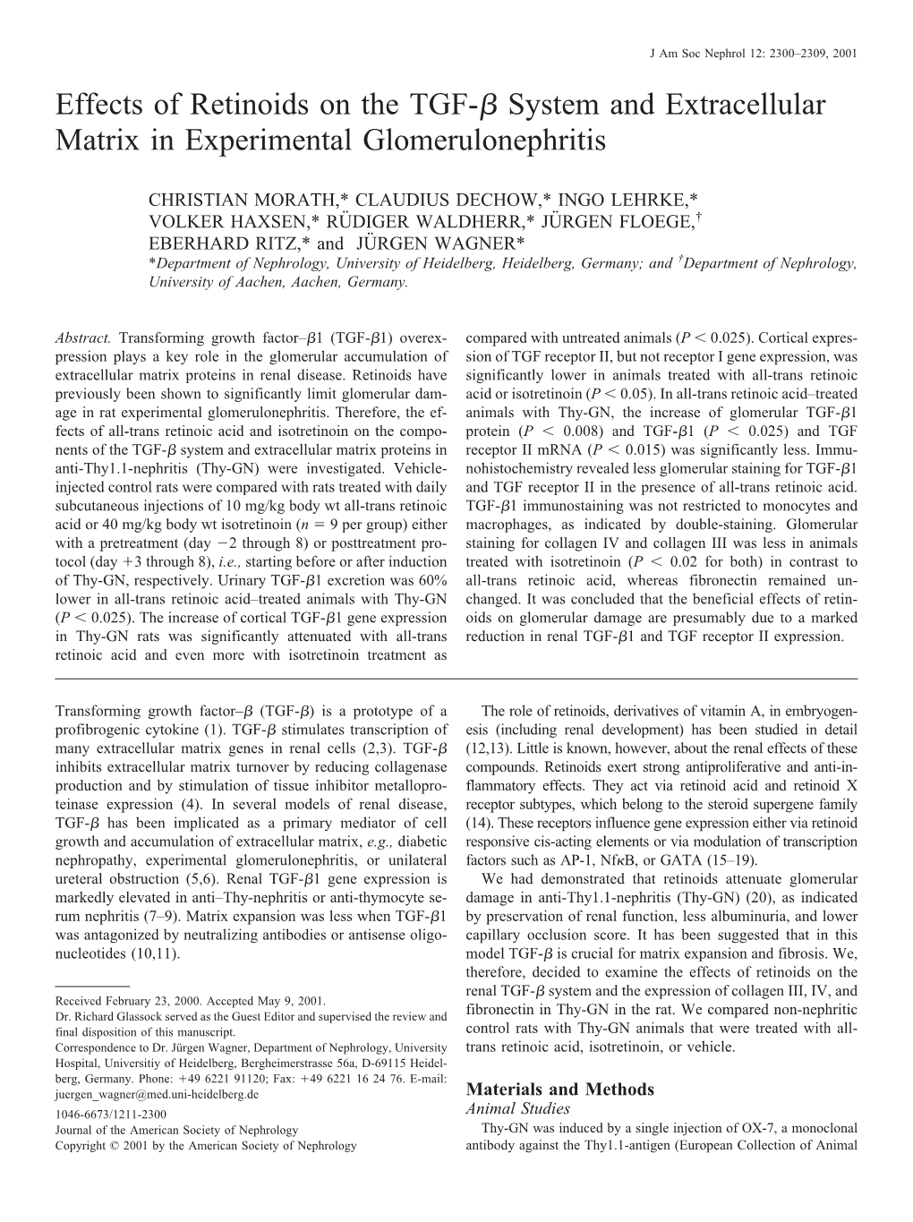 Effects of Retinoids on the TGF-ß System and Extracellular Matrix In