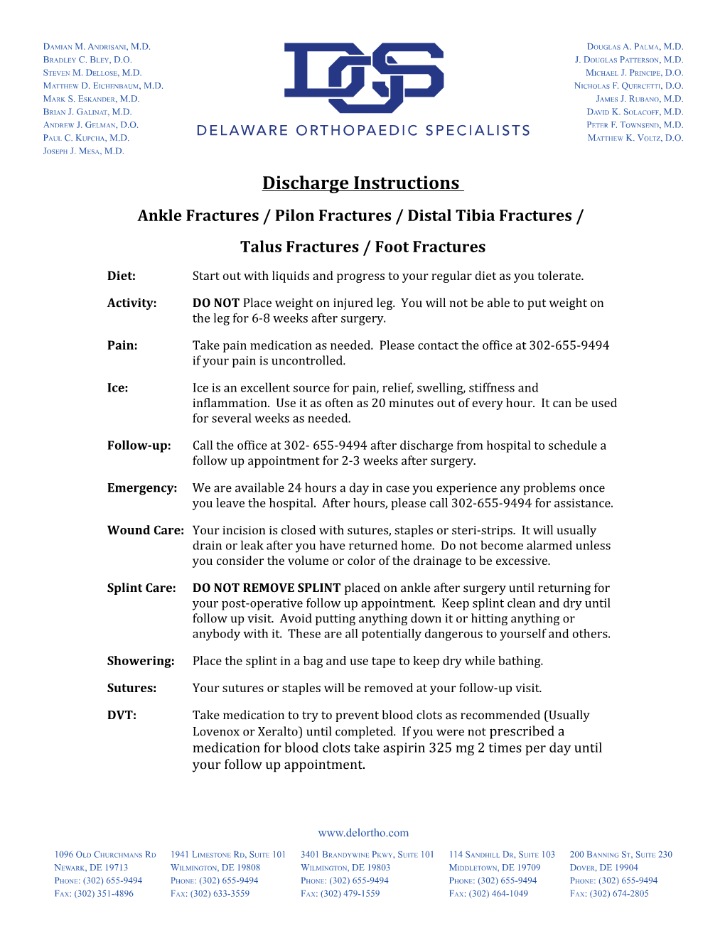 Ankle Fractures / Pilon Fractures / Distal Tibia Fractures