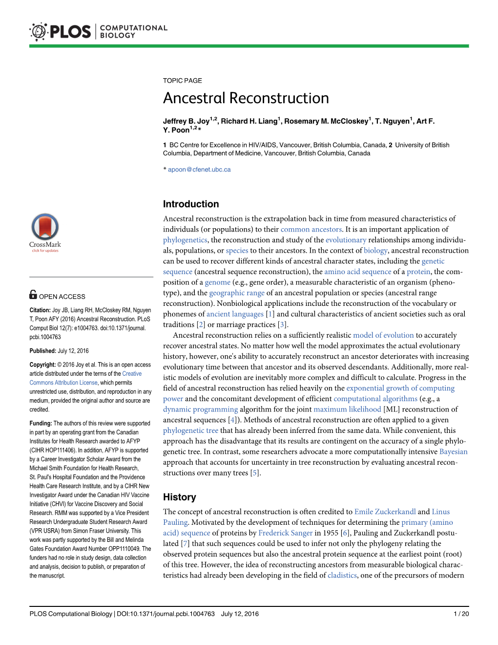 Ancestral Reconstruction