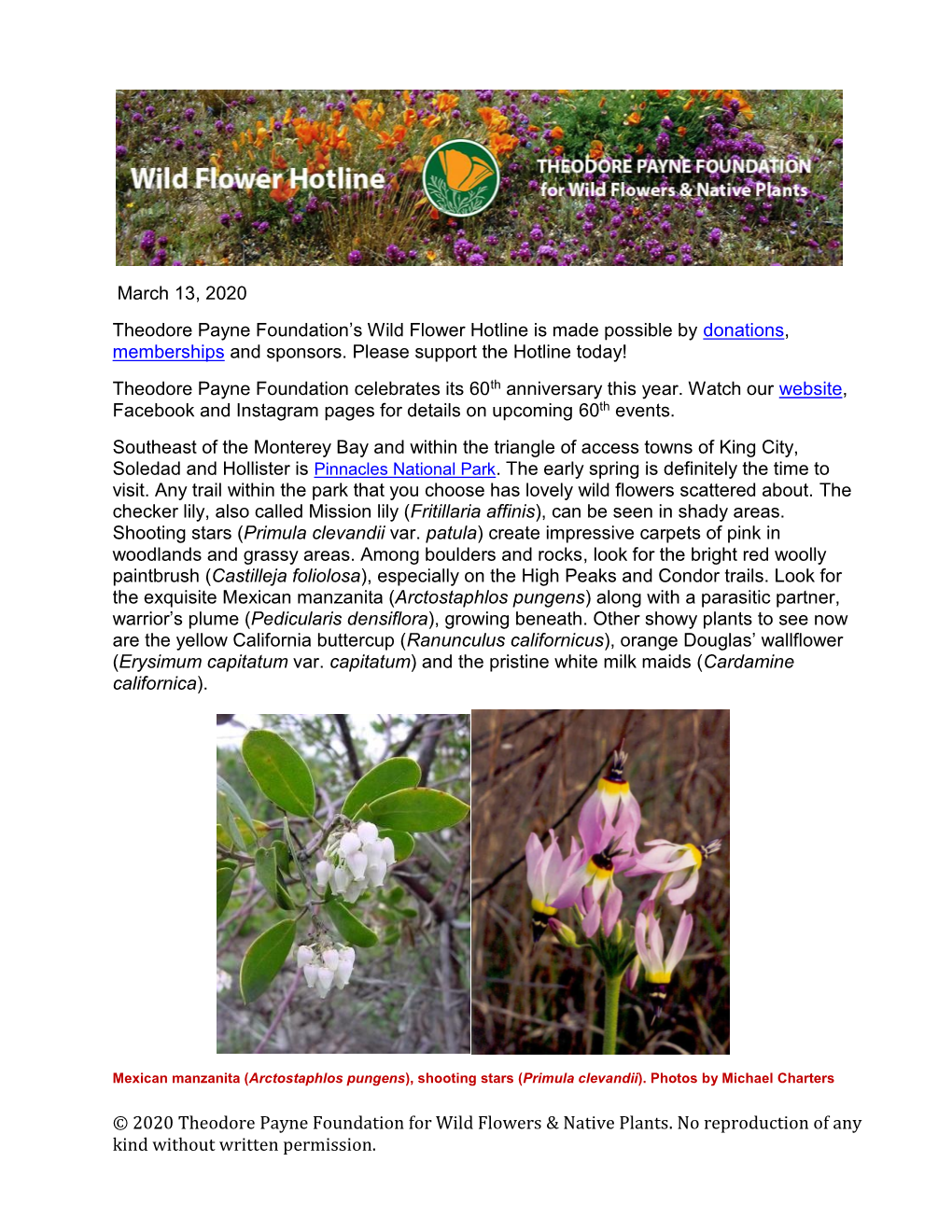 © 2020 Theodore Payne Foundation for Wild Flowers & Native Plants. No