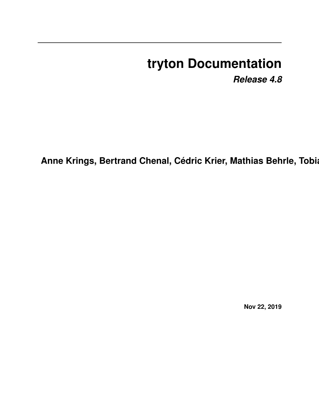 Tryton Documentation Release 4.8