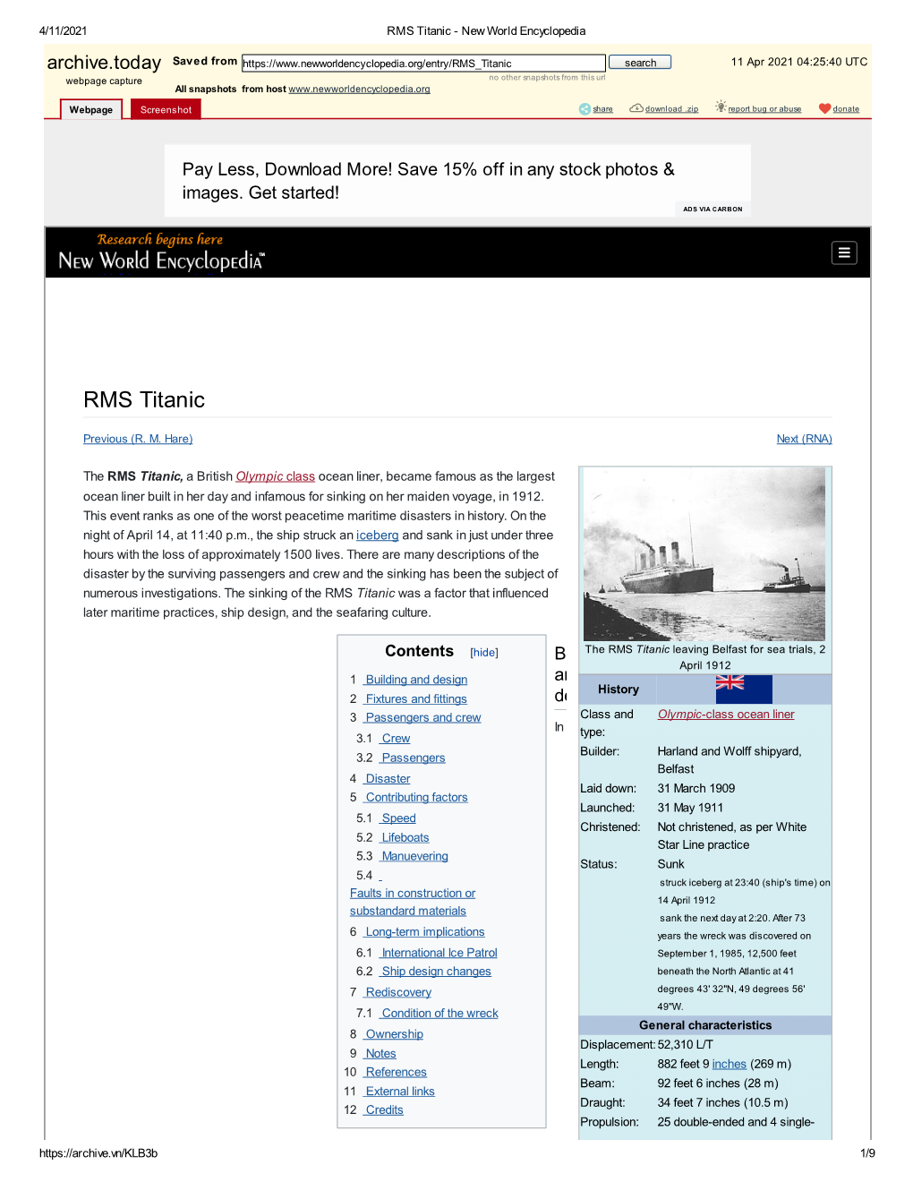 RMS Titanic - New World Encyclopedia