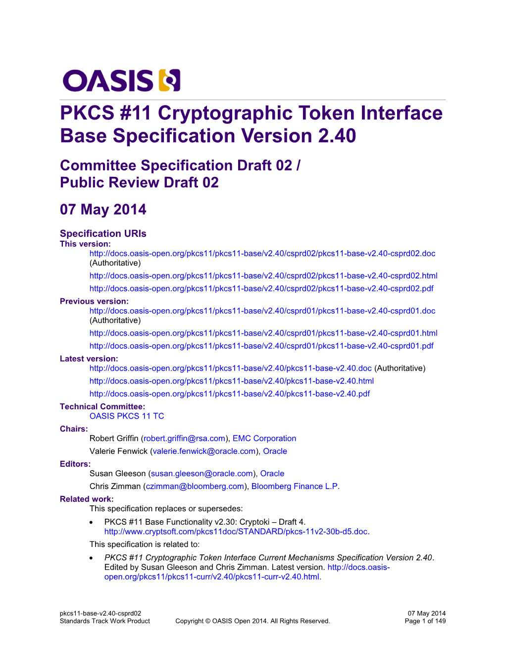 PKCS #11 Cryptographic Token Interface Base Specification Version 2.40 s1