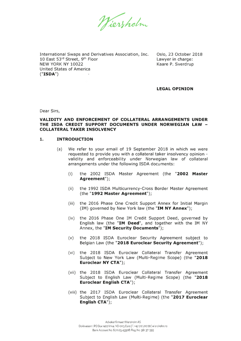 International Swaps and Derivatives Association, Inc. 10 East 53Rd Street