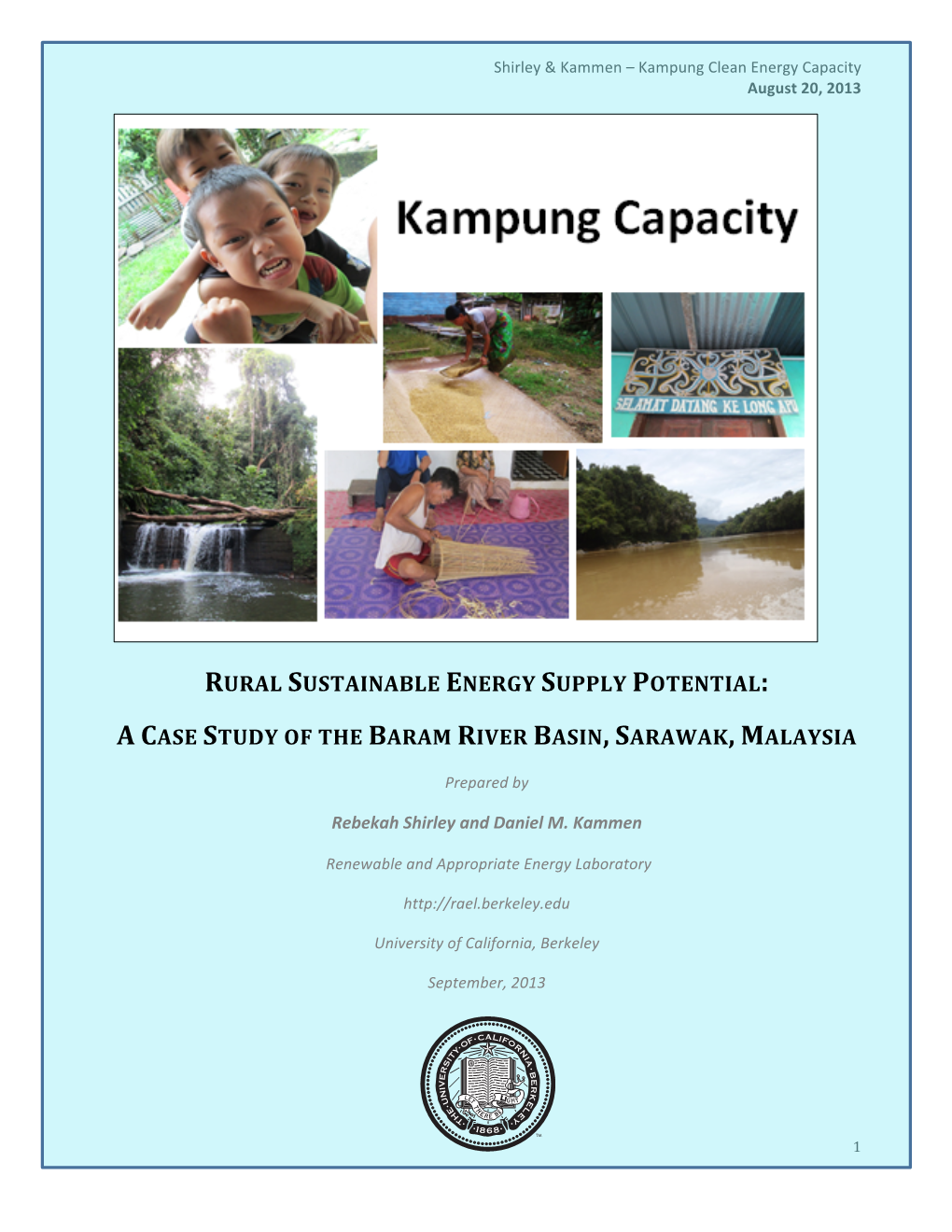 A Case Study of the Baram River Basin, Sarawak, Malaysia