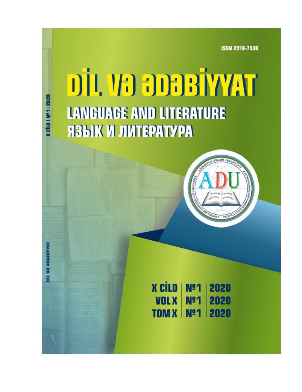 Dil Və Ədəbiyyat Language and Lıterature Языкилиtераtура