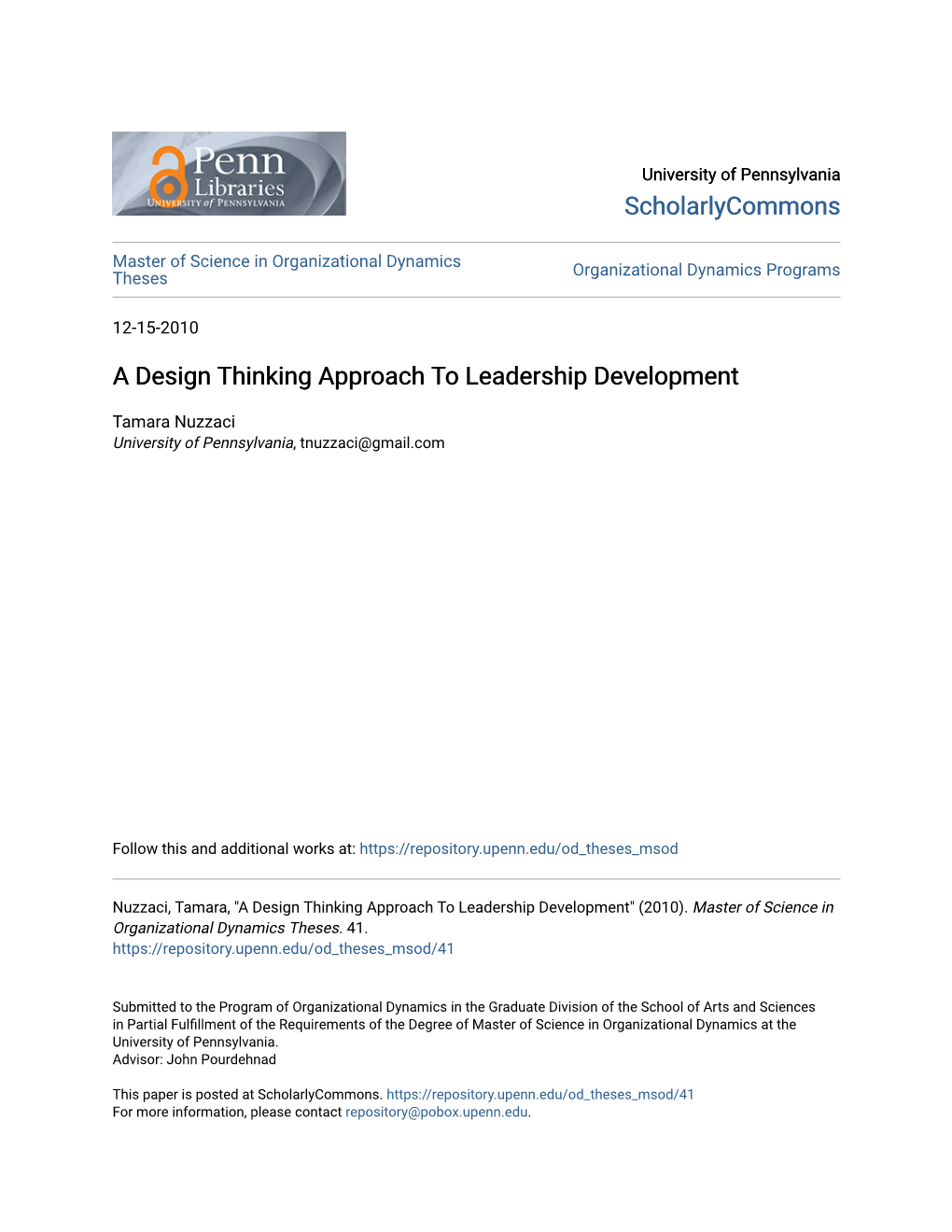 A Design Thinking Approach to Leadership Development