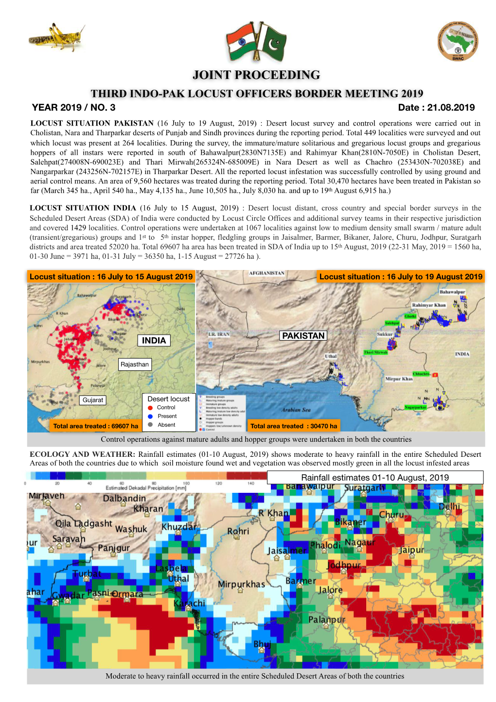 Joint Proceeding Third Indo-Pak Locust Officers Border Meeting 2019 Year 2019 / No