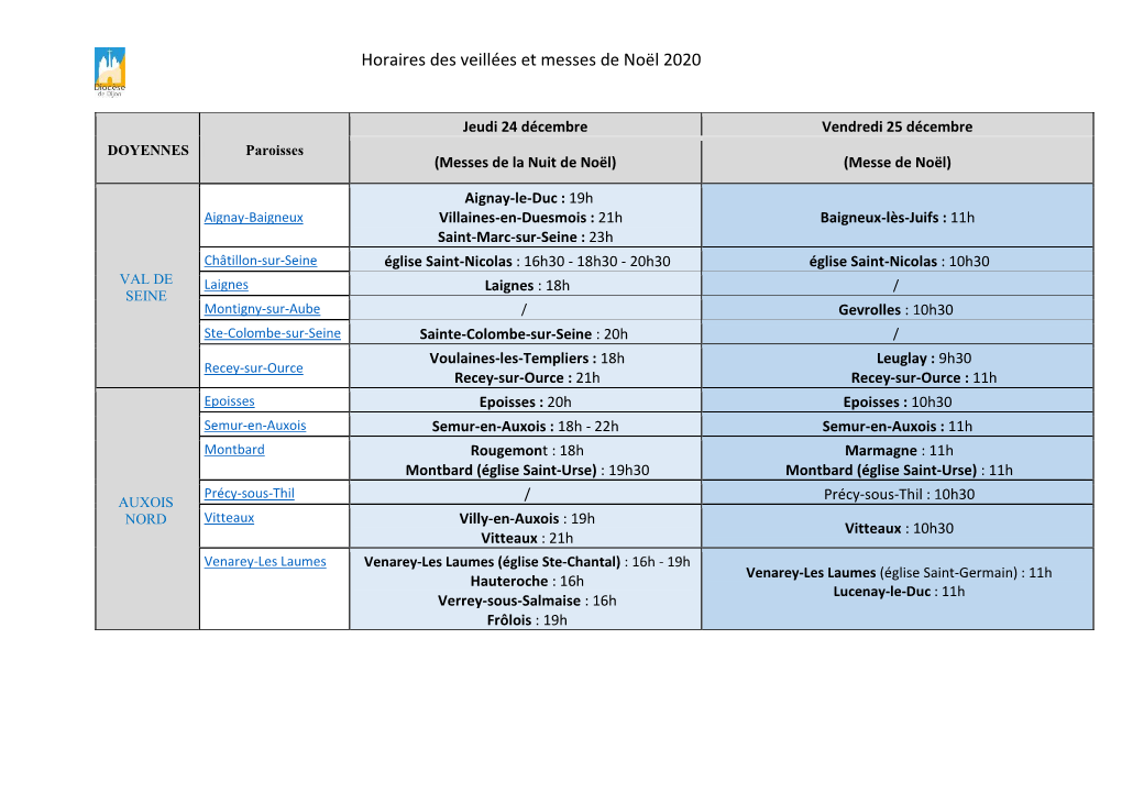 Horaires Des Veillées Et Messes De Noël 2020