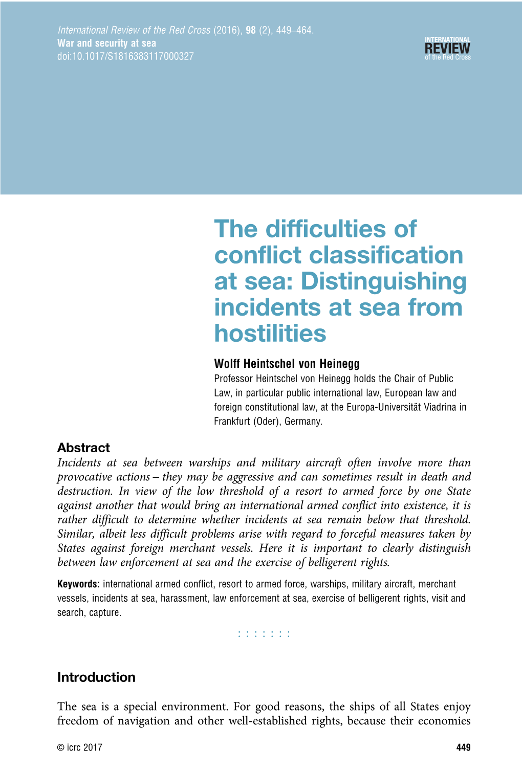 The Difficulties of Conflict Classification at Sea: Distinguishing Incidents At