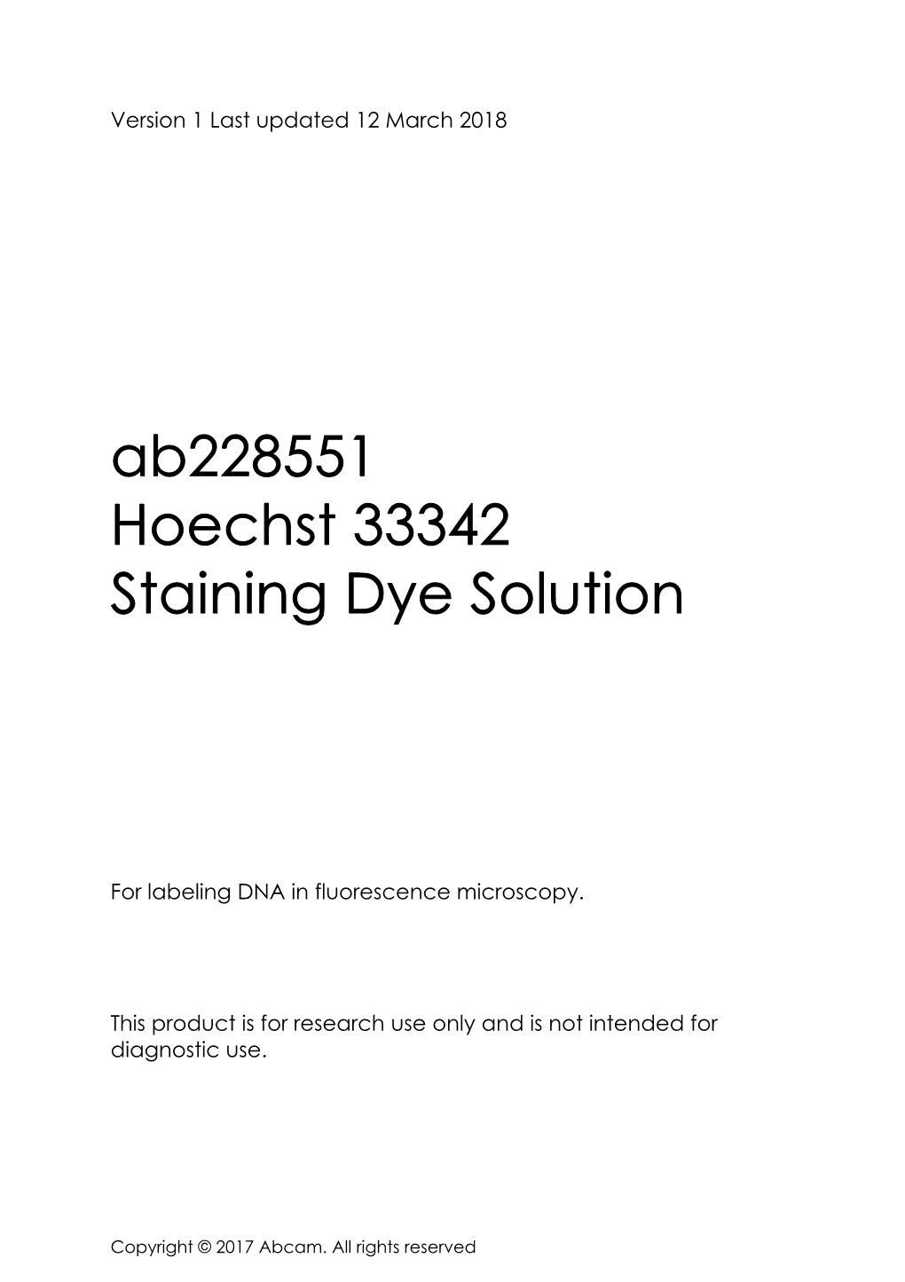Ab228551 Hoechst 33342 Staining Dye Solution